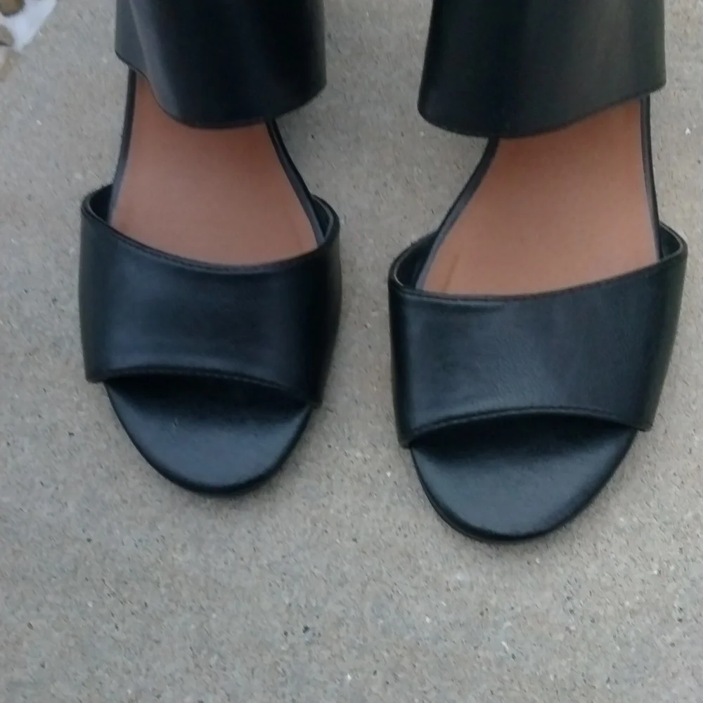 Sonoma BLACK VITALIZE ORTHOLITE CUT OUT BLOCK HEEL OPEN TOE SANDALS 7.5